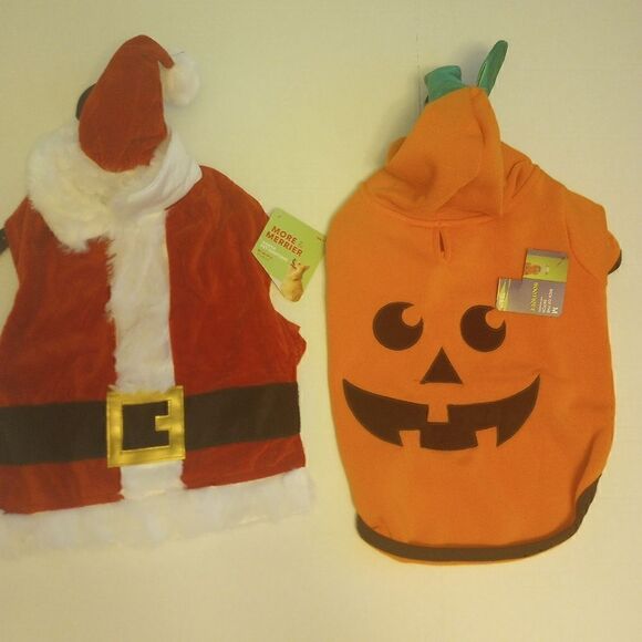 NWT pumpkin and Santa dog costumes - Picture 2 of 12